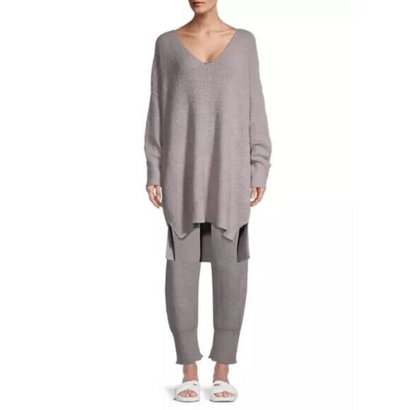 Free People C.O.Z.Y. Long Stretchy Oversized Tunic Sweater Gray Purple M/L NWT - Picture 8 of 10